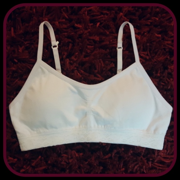 Girls Lace Trim White Racerback Training Bra - Picture 3 of 7